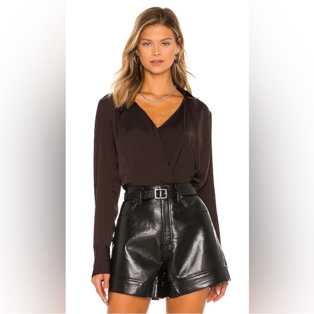 Free People Shine Bright Cowl Top in Midnight Brown - Small - FLAWED
